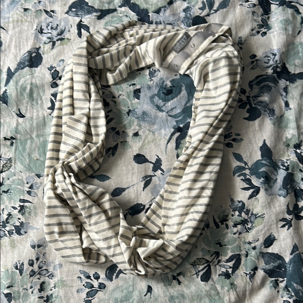Nuroo Striped Cream and Gray Women's Nursing Scarf